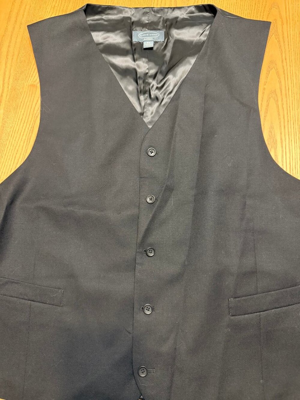 Pronto Uomo Platinum Black Wool Vest | Big Tall 5X